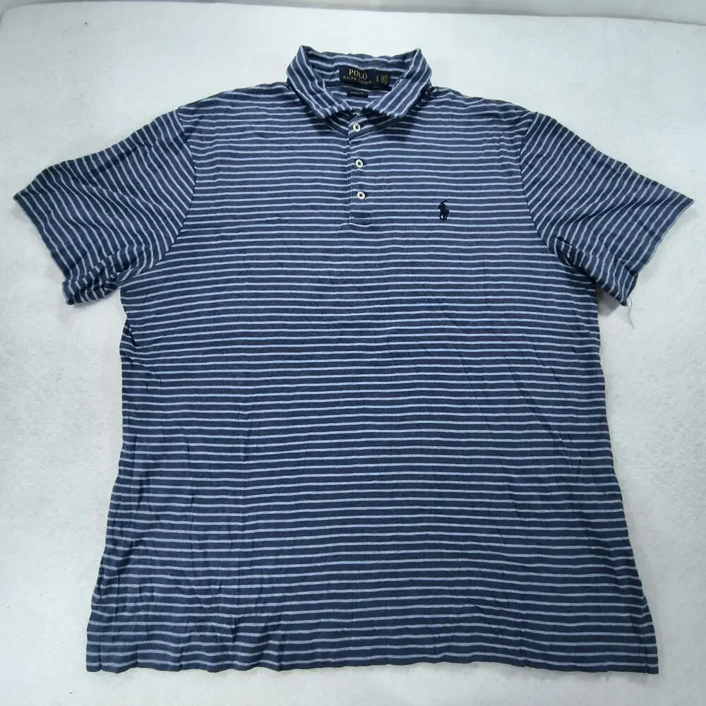 Polo Ralph Lauren Short Sleeve Collared Polo Shirt Mens Size Large L Navy Blue